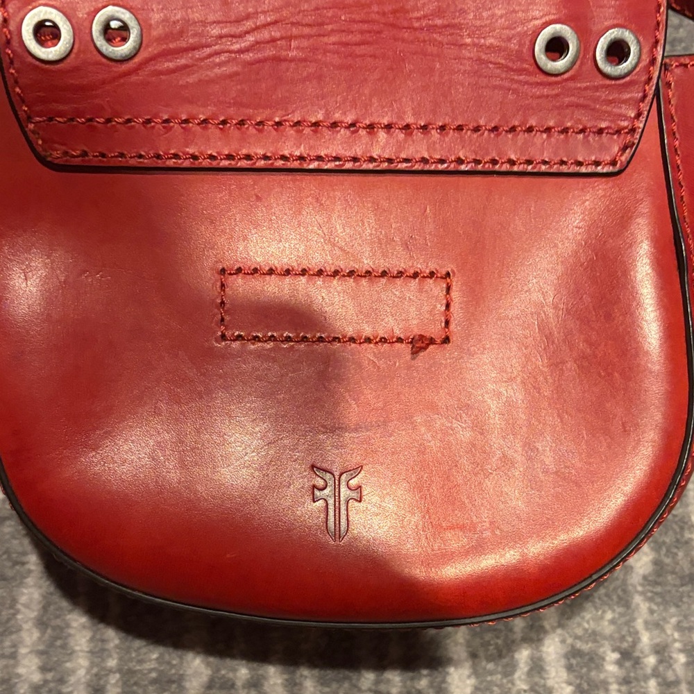 Frye Red Leather Crossbody Bag with Grommet Detail - Picture 2 of 3